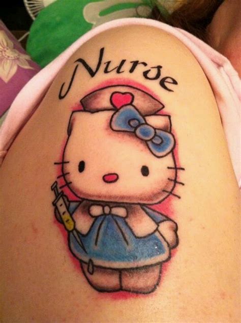 simple hello kitty tattoo|hello kitty nurse tattoo.